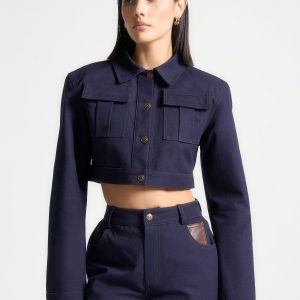 Wide Shoulder Drill Jacket - Indigo