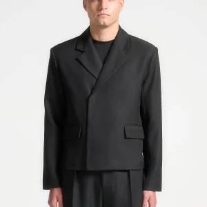 Hector - Double Breasted Tailored Cropped Blazer - Black