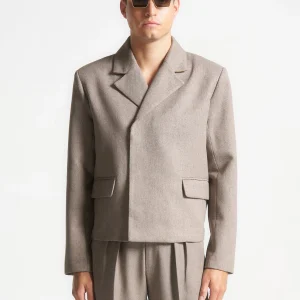 Hector - Double Breasted Tailored Cropped Blazer - Taupe