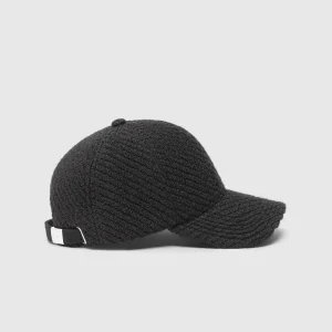 Textured Wool Twill Cap - Black