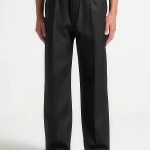 Elasticated Tailored Crease Trousers - Black