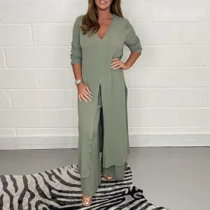 Ensemble coordonné élégant pour femmes en 3 pièces - tunique longue élégante et pantalon