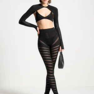 Knitted Sleeve Overlay with Bralette - Black