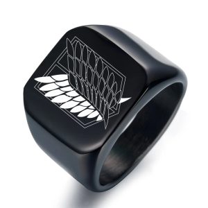 Bague Attack on Titan Noir – Accessoires Manga