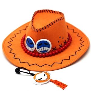 Chapeau de Cosplay Portgas D. Ace Cowboy Orange Double Visage