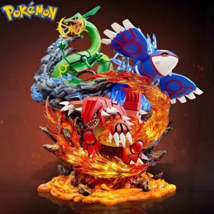 Figurine Pokémon Légendaires 35 cm – Groudon, Kyogre & Rayquaza | Scène de Combat Collector
