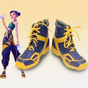 Chaussures de Cosplay Zoey – KPOP Demon Hunter | Bottes Bleues et Jaunes Inspirées du Film