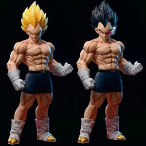 Figurine Dragon Ball Z – Vegeta Entraînement par Gravité – 2 Versions Super Saiyan & Normal – 20 cm