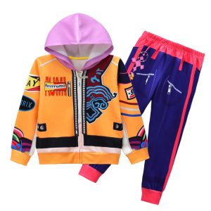 Ensemble KPOP Demon Hunter Rumi Enfant – Sweat à Capuche et Pantalon Coloré Inspiré du Film