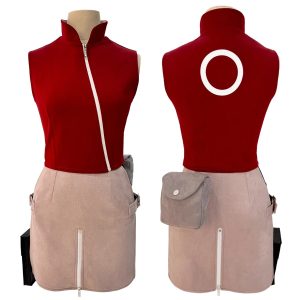 Cosplay Sakura Haruno Premium – Tenue Naruto Shippuden (Set Complet 8 Pièces)