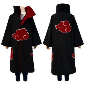 Cosplay Akatsuki Premium – Cape Uchiha Itachi & Sasuke Brodée (Avec ou Sans Capuche)