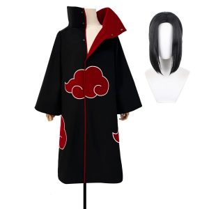 Cosplay Uchiha Itachi avec Perruque – Cape Akatsuki Premium Brodée