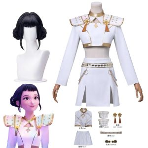 Cosplay KPOP Demon Hunter Zoey – Uniforme Blanc avec Perruque Noire | Costume Complet Inspiré du Film