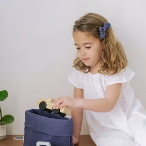 Barrette nœud gaze de coton bleu pour cheveux accessoire vêtement enfant