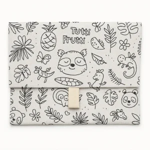 Pochette enfant en tissu à colorier jungle lavable et réutilisable