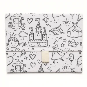 Pochette enfant en tissu à colorier princesses lavable et réutilisable