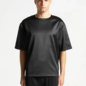 Satin Boxy Fit T-Shirt - Black