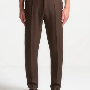 Claude - Slim Fit Tailored Trousers - Brown