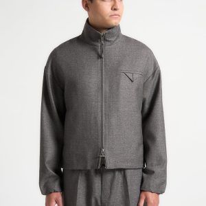 Tailored Funnel Neck Jacket - Grey