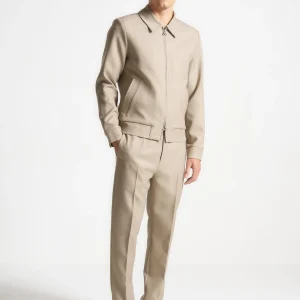 Roger - Tailored Harrington Jacket - Beige