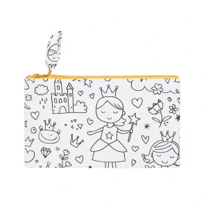 Trousse enfant en tissu à colorier lavable et réutilisable motifs princesses