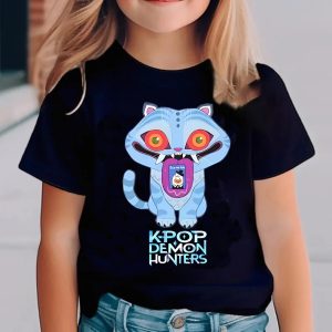 T-shirt Enfant KPOP Demon Hunter – Derpy Big Face | Tigre Démon Bleu K-pop Anime