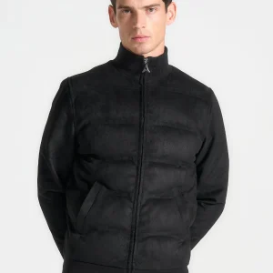 Suede Padded Jacket - Black