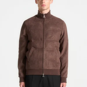Suede Padded Jacket - Brown