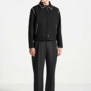 Alex - Whipstitch Twill Boxy Jacket - Black